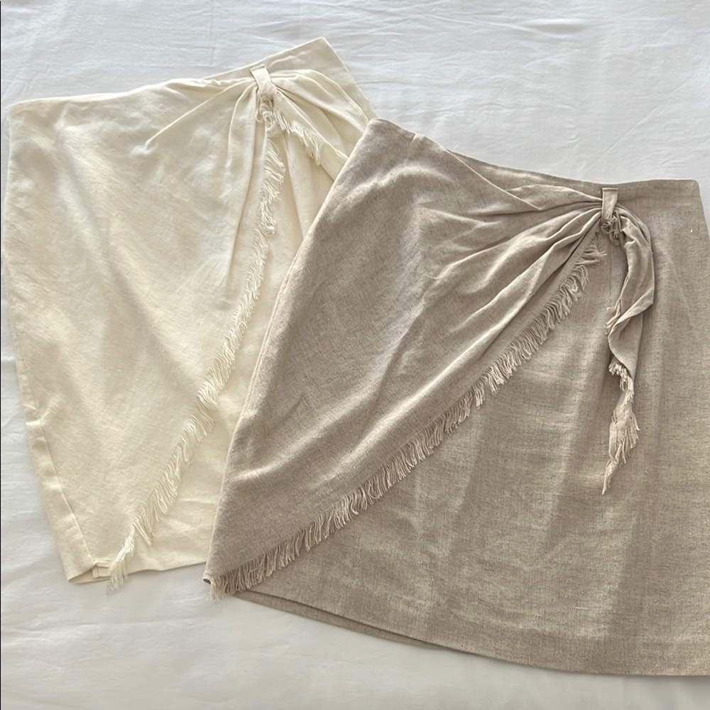 Fringe Linen Blend Skirt Duo